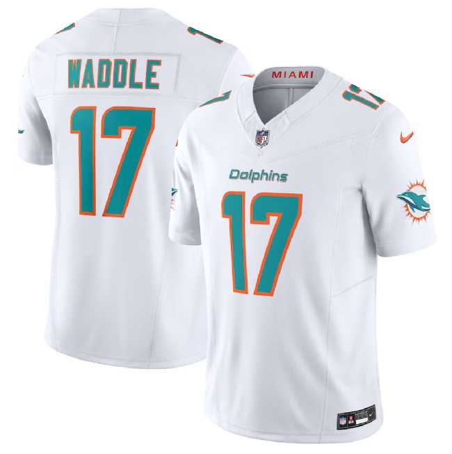 Men & Women & Youth Miami Dolphins #17 Jaylen Waddle White 2023 F.U.S.E Vapor Limited Stitched Jersey